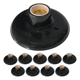 Kit 10 Plafon Sobrepor 100w com Bocal Soquete E27 em Porcelana 250v Cor:preto - 1