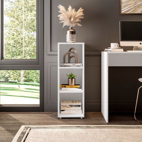 Estante de Livros 30CMX83CM Modular 3 Nichos Austin Branco