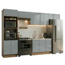 Ver imagem 2 de Armário de Cozinha Completa 350 x 60 cm Rustic/Cinza Lux Madesa 02