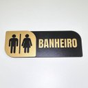 Ver imagem 2 de Placa Sinalização Banheiro Mdf Preto e Dourado Premium