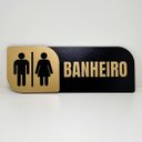Ver imagem 3 de Placa Sinalização Banheiro Mdf Preto e Dourado Premium