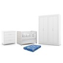 Ver imagem 1 de Dormitório Tutto New 4 Portas, Cômoda 4 Gavetas e Berço Branco Soft com Capitonê e Colchão