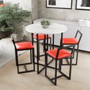 Ver imagem 1 de Conjunto Mesa Redonda Branca 4 Cadeiras Pequena Estofado Industrial Black