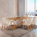 Ver imagem 1 de Conjunto Sala de Jantar Mesa Texas Tampo 180cm Canto Copo MDF e 6 Cadeiras Kate