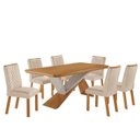 Ver imagem 2 de Conjunto Sala de Jantar Mesa Texas Tampo 180cm Canto Copo MDF e 6 Cadeiras Kate