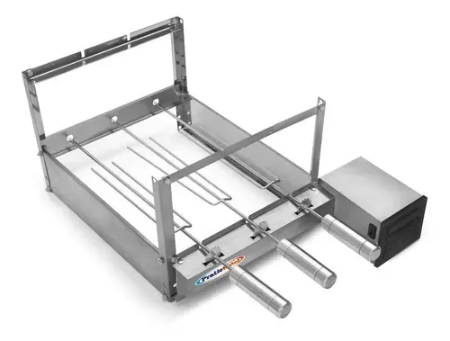 Churrasqueira Giratória Rotativa 3 Espetos Inox Giram Opostos Motor WEG - Lado Direito - 4