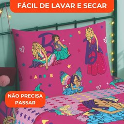 Jogo de Cama Infantil Lepper Barbie Solteiro 3 Peças Microfibra Rosa - 6