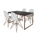Ver imagem 6 de Mesa Industrial Base Ferro Cobre Tampo 137X90 Preto 4 Cadeiras Ferro Cobre Assento Branco Preto