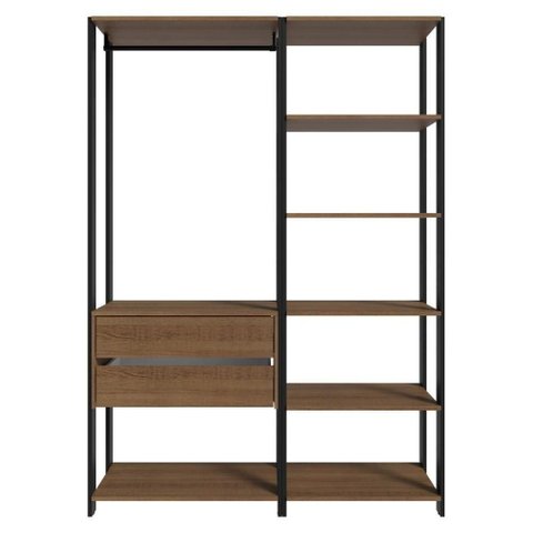 Guarda-roupa Closet Modulado Valencia 2 Gavetas 129cm Rustic/preto Madesa Xa