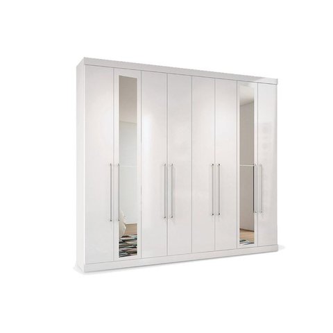 Guarda Roupa Casal 8 Portas e 4 Gavetas c/ Espelho Master Vip 8.4 Branco - Santos Andirá