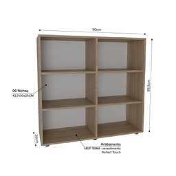 Estante para Livros Multiuso 6 Nichos 81cmx90cm Geórgia - 4