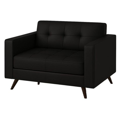 Sofá para Escritório Roma 02 Lugares - Corino - Cor Preto - 60041