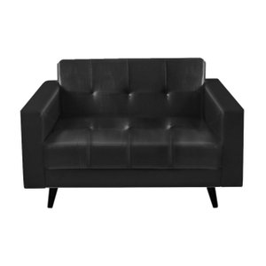 Sofá para Escritório Roma 02 Lugares - Corino - Cor Preto - 60041