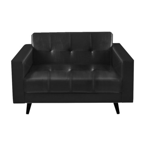Sofá para Escritório Roma 02 Lugares - Corino - Cor Preto - 60041