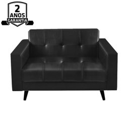 Sofá para Escritório Roma 02 Lugares - Corino - Cor Preto - 60041 - 4