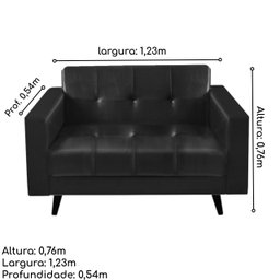 Sofá para Escritório Roma 02 Lugares - Corino - Cor Preto - 60041 - 2