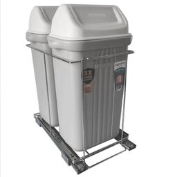 Lixeira Dupla Deslizante de Embutir Armário para Cozinha 10l Corrediça Tampa Basculante - 1