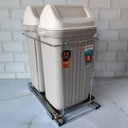 Ver imagem 2 de Lixeira Dupla Deslizante de Embutir Armário para Cozinha 10l Corrediça Tampa Basculante