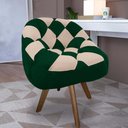Ver imagem 1 de Poltrona Paloma Escritório Sala Giratória Madeira Suede Verde e Suede Bege - Dominic Decor