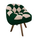 Ver imagem 2 de Poltrona Paloma Escritório Sala Giratória Madeira Suede Verde e Suede Bege - Dominic Decor