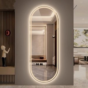 Espelho jateado Oval Iluminado com led quente - 60x150cm