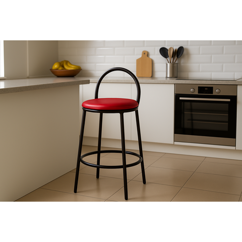 Banco Redondo de Aço com 44cm de Altura:vermelho
