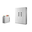 Ver imagem 1 de Kit Quarto Infantil Bebê Livia Cômoda 4 Gavetas e Guarda Roupa 4 Portas 2 Gavetas com Detalhe Branco
