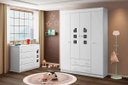 Ver imagem 2 de Kit Quarto Infantil Bebê Livia Cômoda 4 Gavetas e Guarda Roupa 4 Portas 2 Gavetas com Detalhe Branco