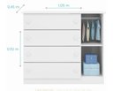Ver imagem 3 de Kit Quarto Infantil Bebê Livia Cômoda 4 Gavetas e Guarda Roupa 4 Portas 2 Gavetas com Detalhe Branco