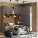 Ver imagem 1 de Quarto Modulado Casal Completo com Espelho 7 Portas 4 Gavetas Lugano Jatoba Grafite Santos Andirá