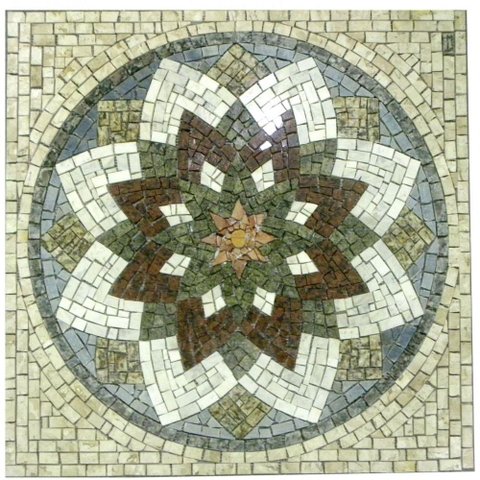 Mandala Indiana Piso Mosaico Estrela do Oriente Tamanho 130cm