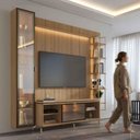 Ver mais imagens de Rack com Painel para TV até 85" 6 Prateleiras e Cristaleira 1 Porta Vidro Reflecta e LED Lincoln