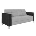 Ver imagem 1 de Sofá Living Decorativo Houston 2 Lugares 200cm Pés em Metal Linho/ Pu Cinza Escuro/ Preto G33 - Gran