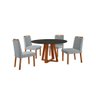 Conjunto Sala de Jantar Mesa Floripa 110cm Tampo Redondo Vidro/mdf Preto com 4 Cadeiras Dallas com P - 1