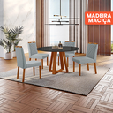 Ver imagem 2 de Conjunto Sala de Jantar Mesa Floripa 110cm Tampo Redondo Vidro/MDF Preto com 4 Cadeiras Dallas com P