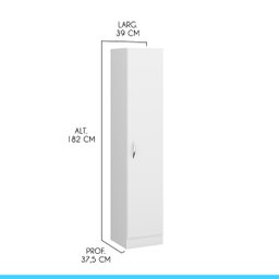 Armário Multuso com 1 Porta 39 X 182 Cm Mdp Branco 0802 Menu - 4