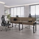 Ver imagem 1 de Plataforma Dupla Escrivaninha Tub Corporativa Light 4 Lugares 220cm Industrial Walnut e Preto