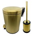 Ver imagem 1 de Kit Lixeira Fosca Dourada com Pedal e Escova Sanitaria Easy Fineza