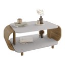 Ver imagem 1 de Mesa de Centro Sala Floripa com Pés de Madeira Maciça Off White/cinamomo