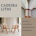 Ver mais imagens de Conjunto Mesa Compacta Freijó 90cm & 4 Poltronas Lithi em Linho Marfim Confortáveis & Delicadas