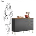 Ver imagem 3 de Balcão para Cozinha 120cm 2 Portas 2 Gavetas Olga Amêndola/grafito