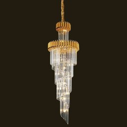 Pendente Lustre 180x65cm Bivolt Metal Gold e Cristal Sindora - 2