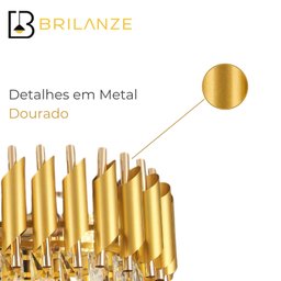 Pendente Lustre 180x65cm Bivolt Metal Gold e Cristal Sindora - 4