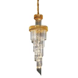 Pendente Lustre 180x65cm Bivolt Metal Gold e Cristal Sindora - 1