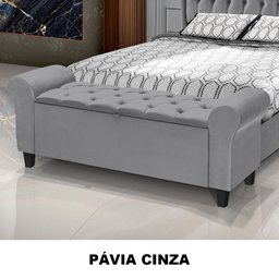 Divã Recamier Baú 1.30 para Cama de Casal Dubai Pávia Cinza - Lh Moveis - 4