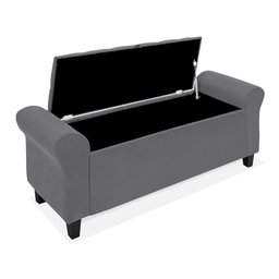 Divã Recamier Baú 1.30 para Cama de Casal Dubai Pávia Cinza - Lh Moveis - 2