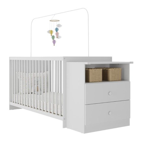 Berço Cômoda para Colchão 60x130cm Beijinho Multimóveis Bb2870 Branco