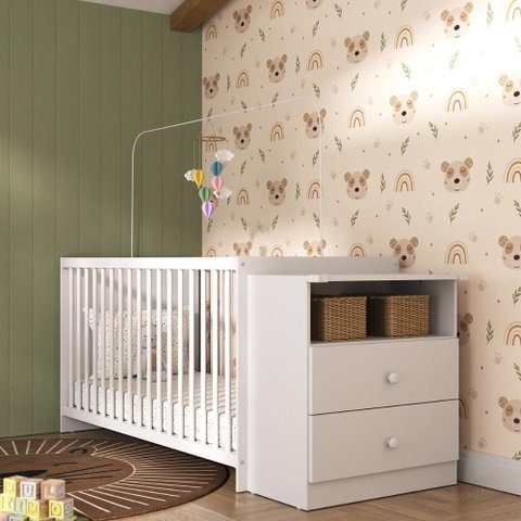 Berço Cômoda para Colchão 60x130cm Beijinho Multimóveis Bb2870 Branco