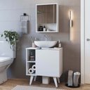 Ver imagem 5 de Conjunto Gabinete Coluna Porta Armário Espelho Banheiro Branco Slim B950