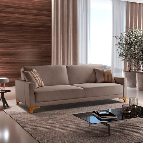 Sofa Cama para Sala de Estar 209cm x 84cm Luizi Marrom Avelã